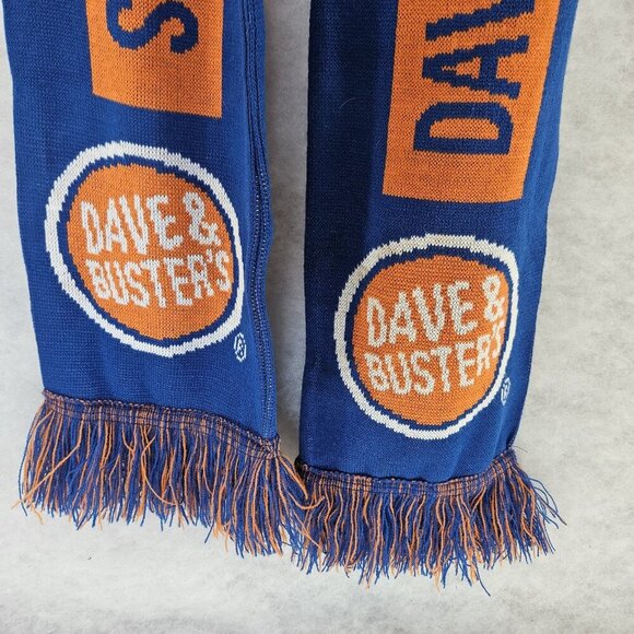 Dave & Busters Logo Scarf Adult Unisex Blue Orange & White‎ 60"x7" EUC - Picture 2 of 6